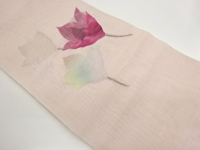 紗紬紙布花々模様織出し名古屋帯